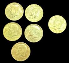 (6) Kennedy Half Dollars:  (5) 1966 No Mint Mark