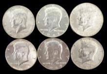 (6) 1967 Kennedy Half Dollars--No Mint Marks