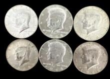 (6) 1968 Kennedy Half Dollars--No Mint Marks