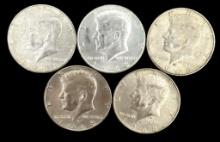 (5) 1968 Kennedy Half Dollars--No Mint Marks
