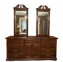 Queen Anne Style Dresser and (2) Mirrors
