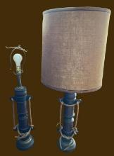 (2) Wood and Iron Table Lamps 40 1/2"H To Top of