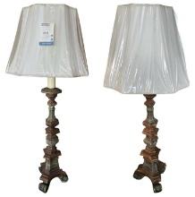 (2) Table Lamps, 44” & 42” To Tops of Shades—