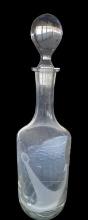 Glass Decanter with Stopper with Etched Anchor