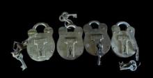 (4) Vintage Old English Solid Brass Locks
