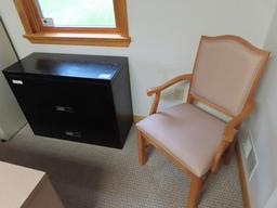 Particle Board Work Station, with chair, (3) side chairs, and 2-drawer lateral file cabinet (BUYER