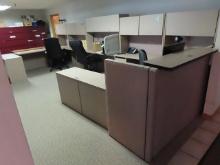 Reception Area Work Station, with (2) chairs and metal credenza (BUYER MUST LOAD) (McKeesport)