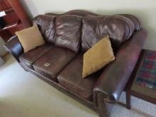 Matching Leather Sofa, (2) Leather Side Chairs, and Leather Chair with ottoman (BUYER MUST LOAD)