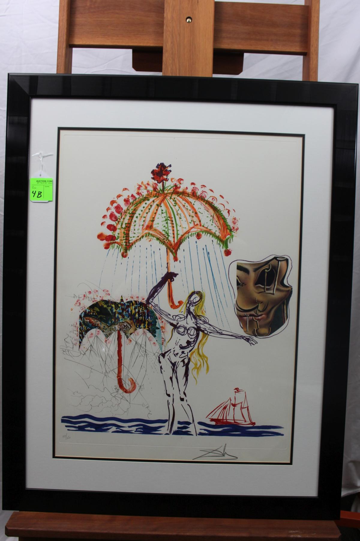 Salvador Dali, Auntie Umbrella with Atomized Liquid, lithograph with collag