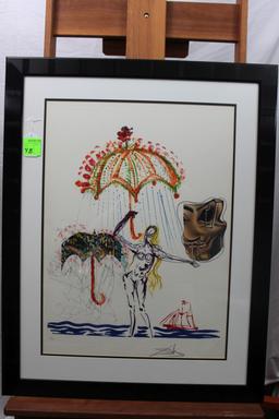 Salvador Dali, Auntie Umbrella with Atomized Liquid, lithograph with collag