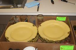 Miscellaneous plates and glasses, plates made in Portugal