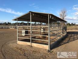 11ftx32ft pens with shelter, 2 feeders, 2 waterers and 2 gates