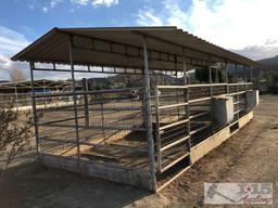 11ftx32ft pens with shelter, 2 feeders, 2 waterers and 2 gates