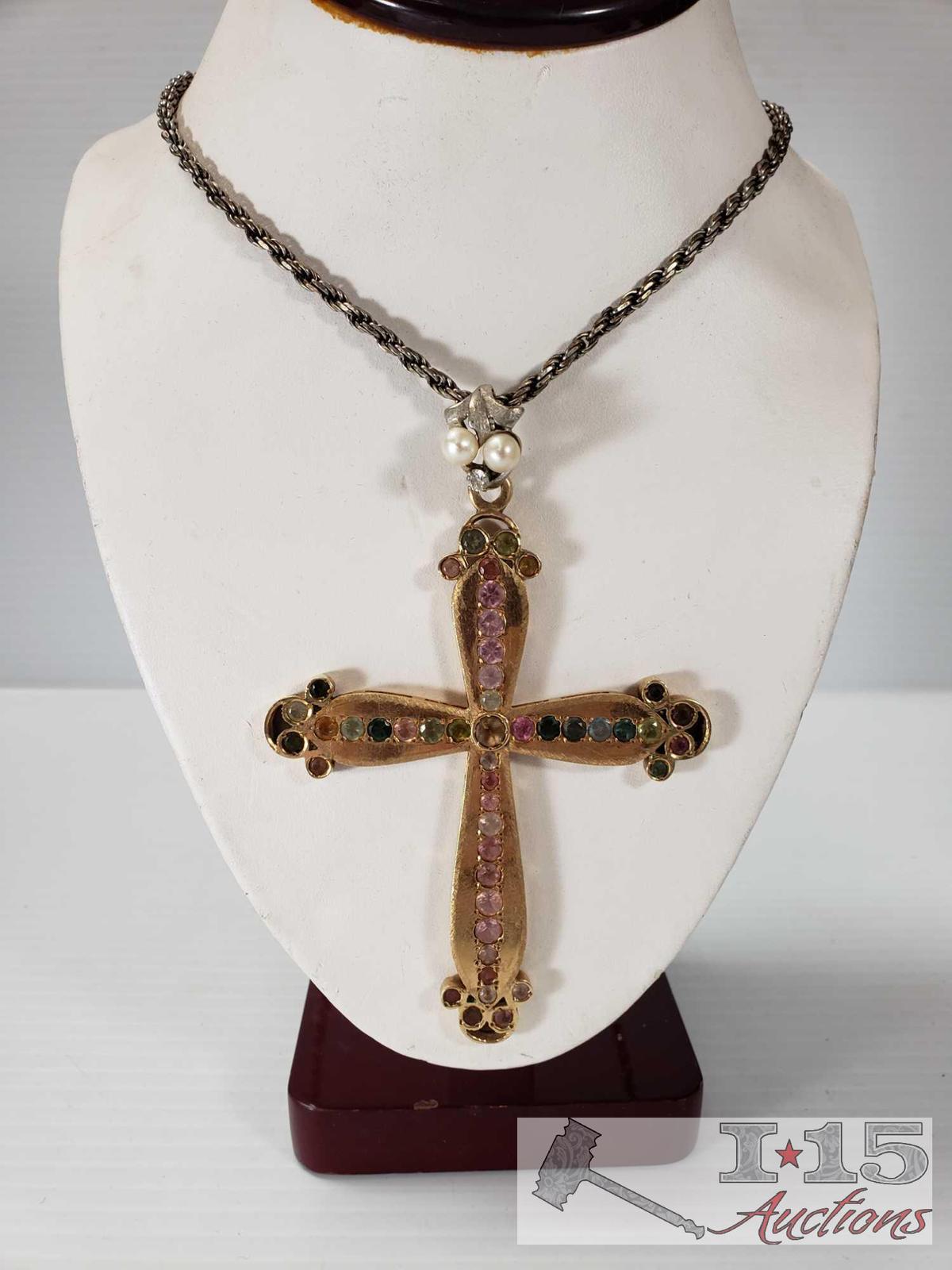 Necklace with 14k Gold Cross Pendant