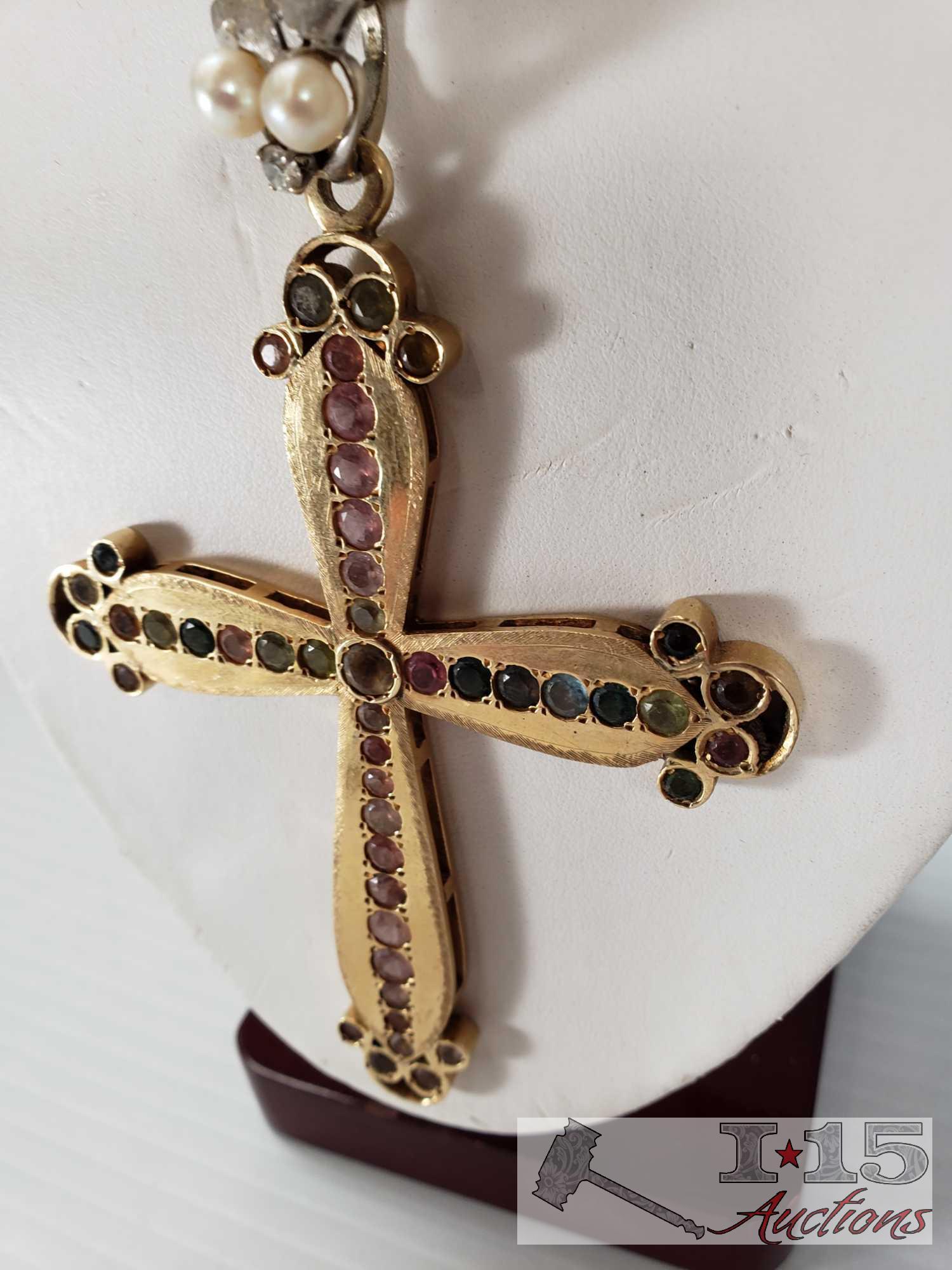 Necklace with 14k Gold Cross Pendant
