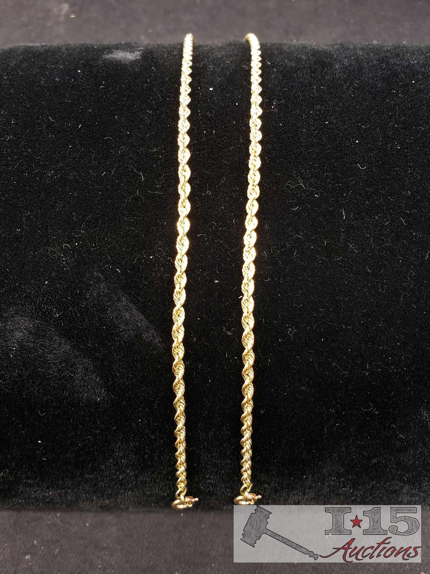 Mark Anthony 14k Gold Necklace and 2 Bracelets Marked 14k