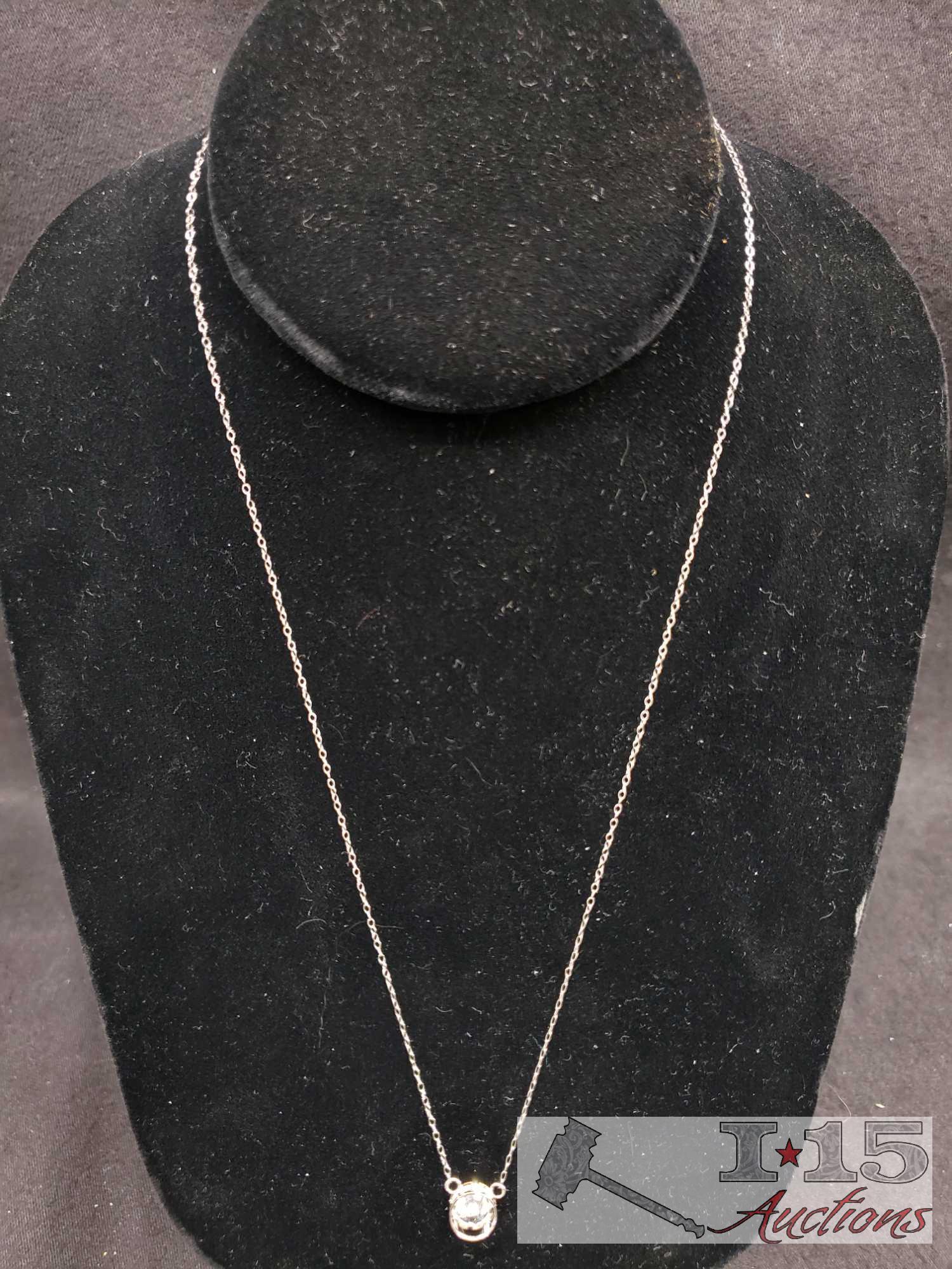 2 10k necklaces 18" long with CZ pendants.