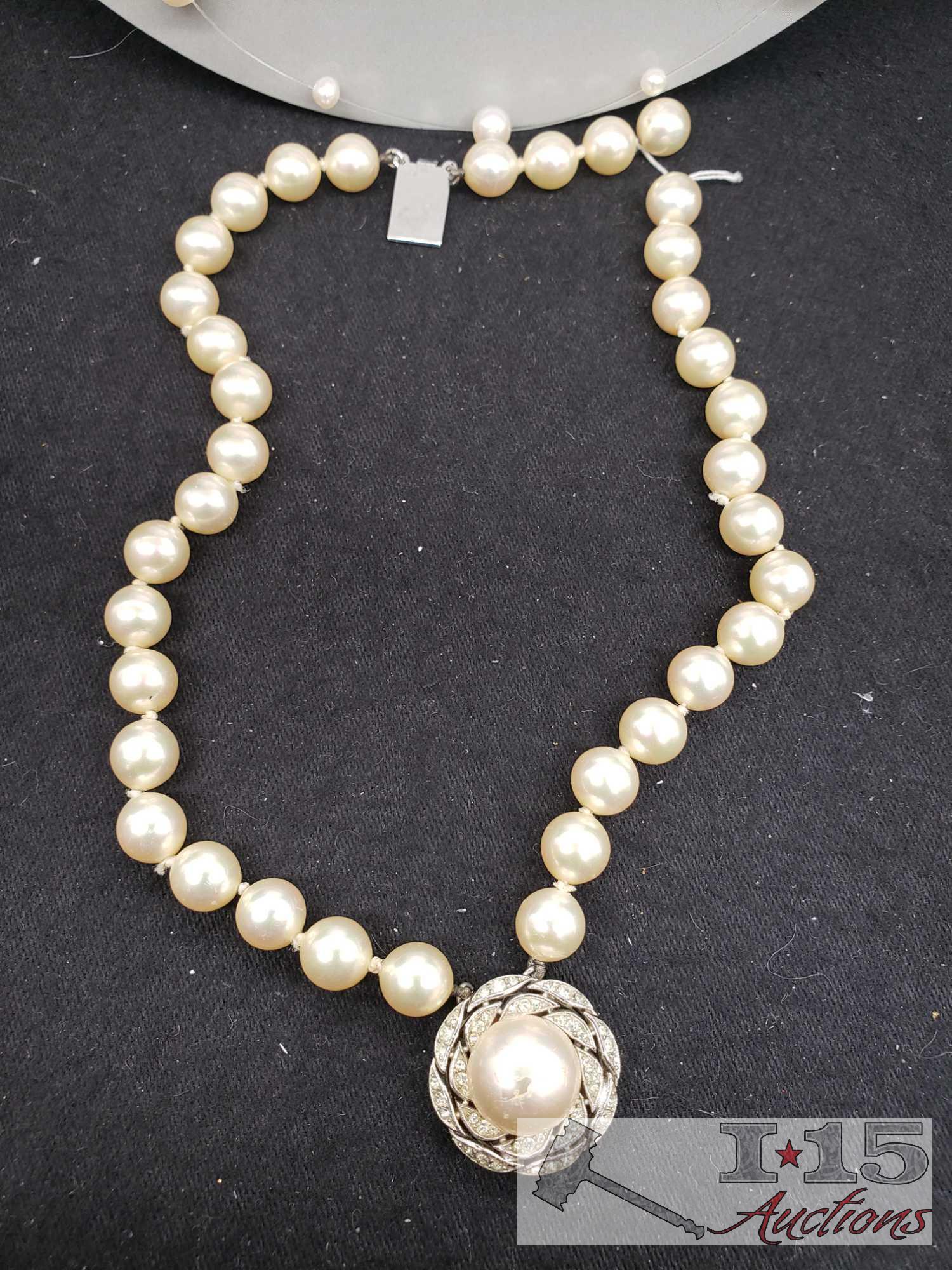 Genuine Fresh Water Cultured Pearl & 14K Gold Illusion Necklace