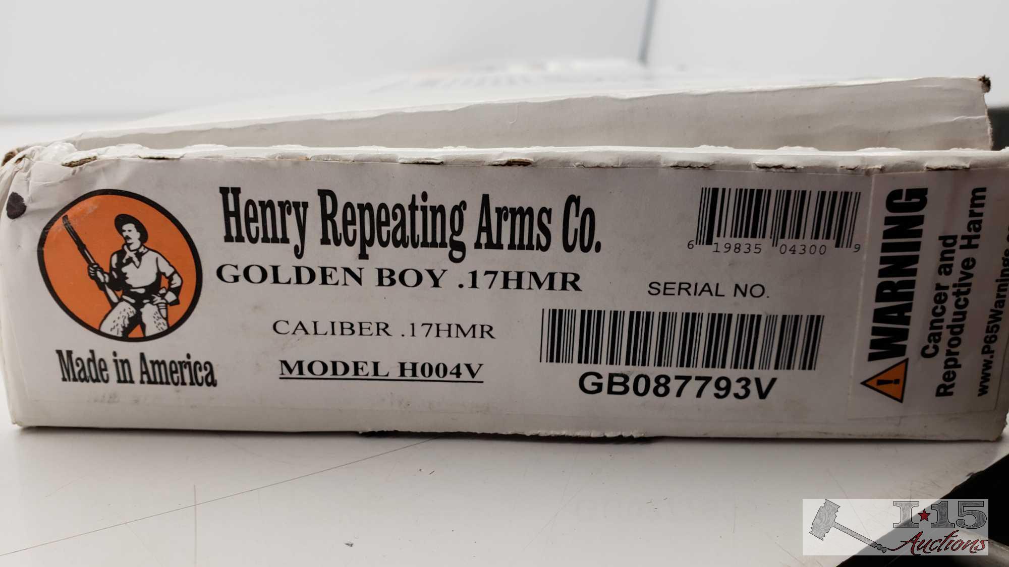 New, Henry Repeating Arms Golden Boy .17HMR Model: H004v