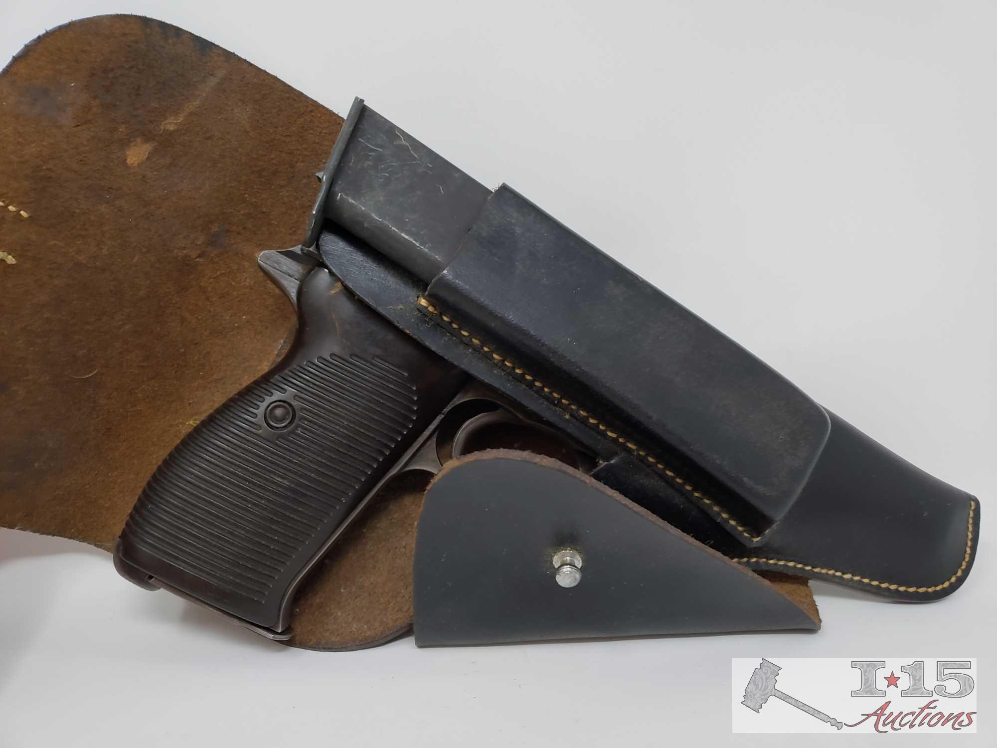 Walther P38 Pistol .38 Cal with2 Mags and Leather Holster