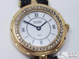 Ladies Van Cleef & Aprels 18k Gold Watch with Accent Diamonds - Appraised Value $4,500