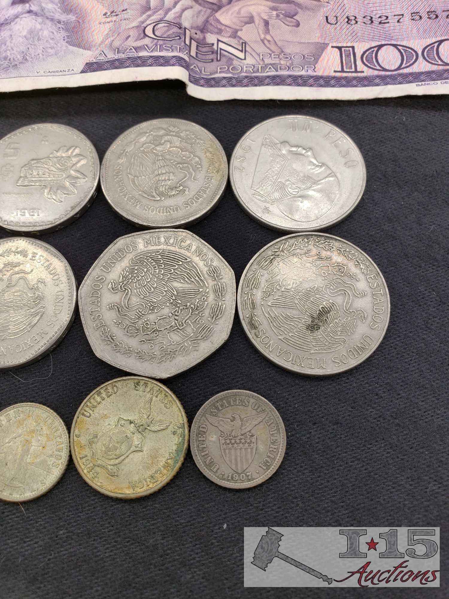 Assorted World Paper Money and Foreign Coins