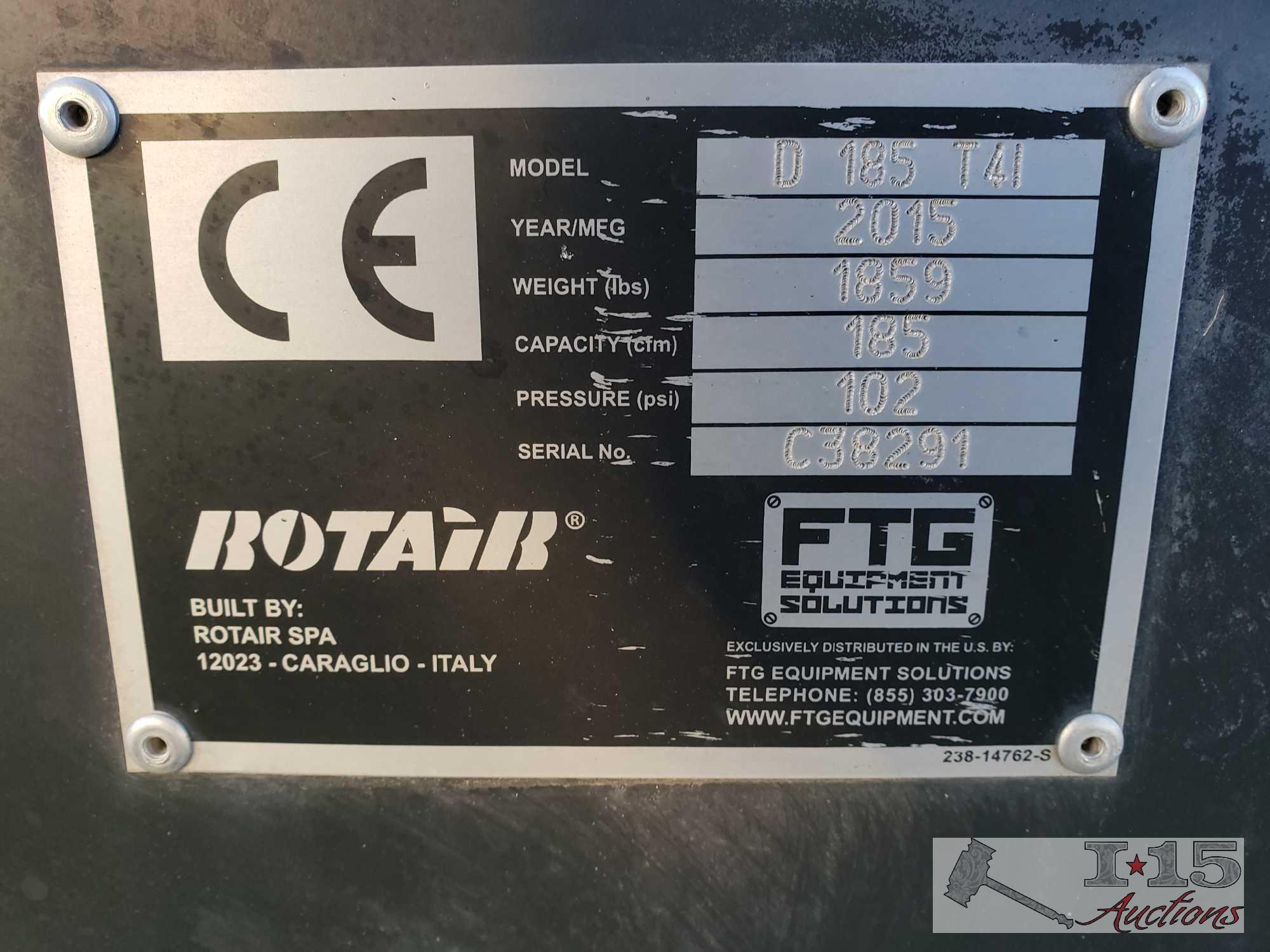 2015 Rotair Ultra Silent D185T41 Air Compressor. Running, See Video!
