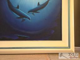 Original Signed 1992 Robert Wyland Dolphin Painting