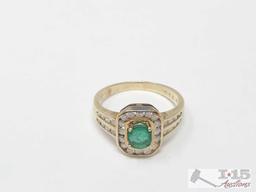 14K Diamond Jadeite Ring, 3.9g