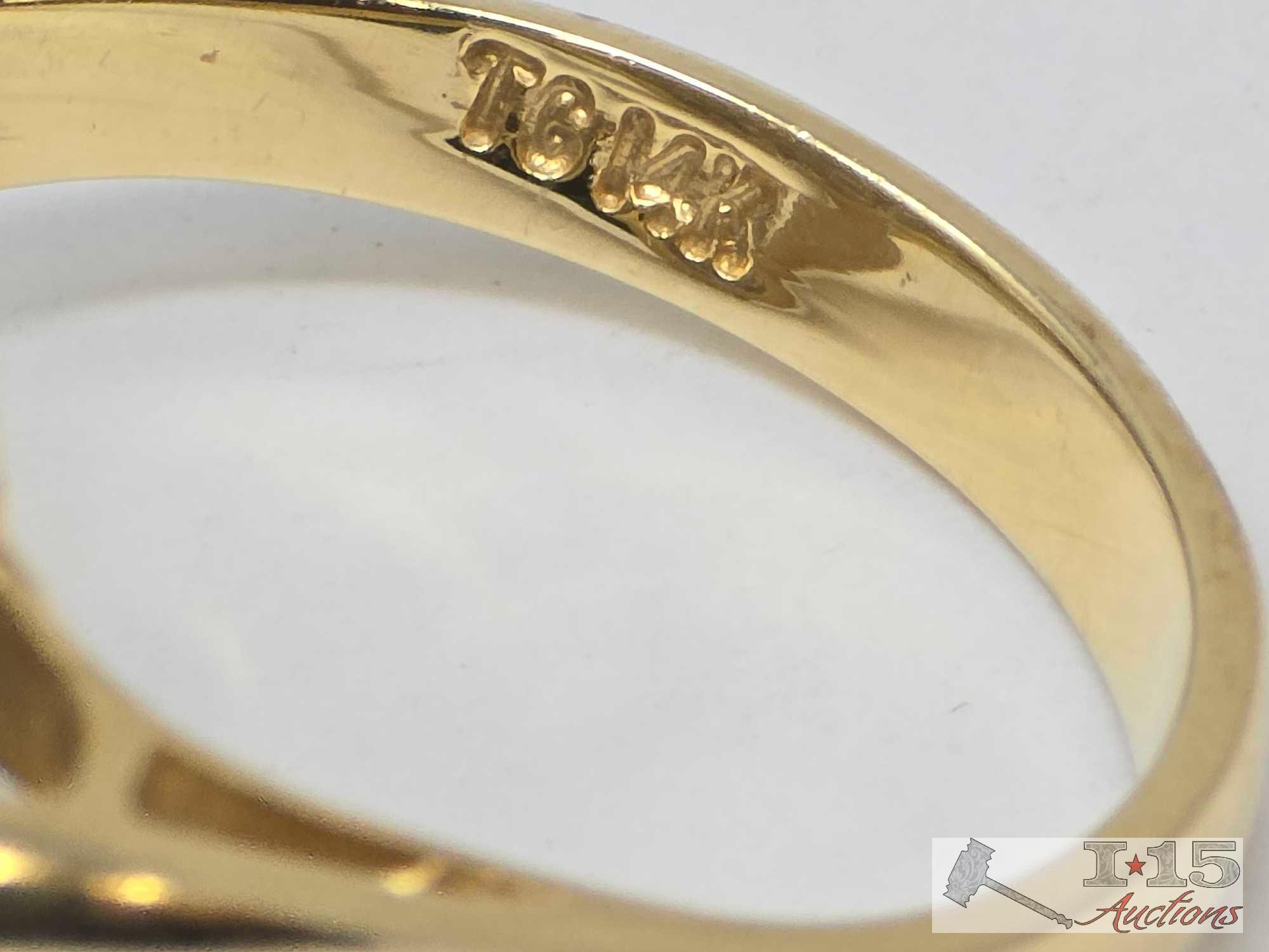 14K Gold Round-Cut Cluster Diamond Ring, 6.89g
