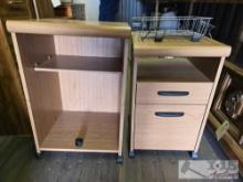 (2) Rolling Cabinets, (2) Paper Baskets