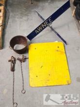 Men and Equipment Working Sign, 2 Street Signs and Misc Items