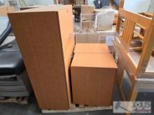 (3) Wooden Filing Cabinets