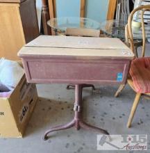 Vintage School Desk with Attached Chair