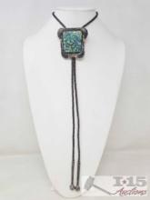 Sterling Turquoise Bolo Tie, 71g