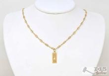 14K Gold Chain Necklace with 14K Bar Pendant, 5.66g