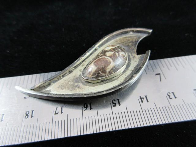 Native American Jasper Sterling Silver Pin