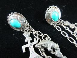 Sterling Silver Native American Turquoise Dangle Earrings