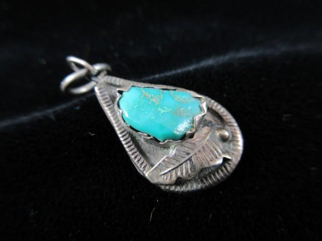 Turquoise Stone Pendant Angie C Sterling Silver