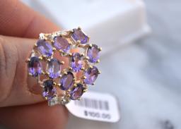 Amethyst Cluster Ring in Sterling Silver