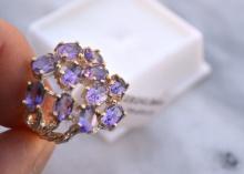 Amethyst Cluster Ring in Sterling Silver