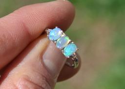 Opal Trio Ring in Sterling Silver