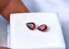 1.72 Carat Matched Pair of Strawberry Red Garnets