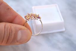 Gorgeous Fantasty Garnet Ring in Sterling Silver -- Size 7.5