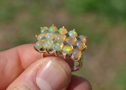 Opal Cluster Ring in Sterling Silver -- Size 7