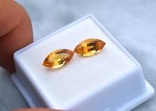 3.44 Carat Matched Pair of Marquise Cut Citrines
