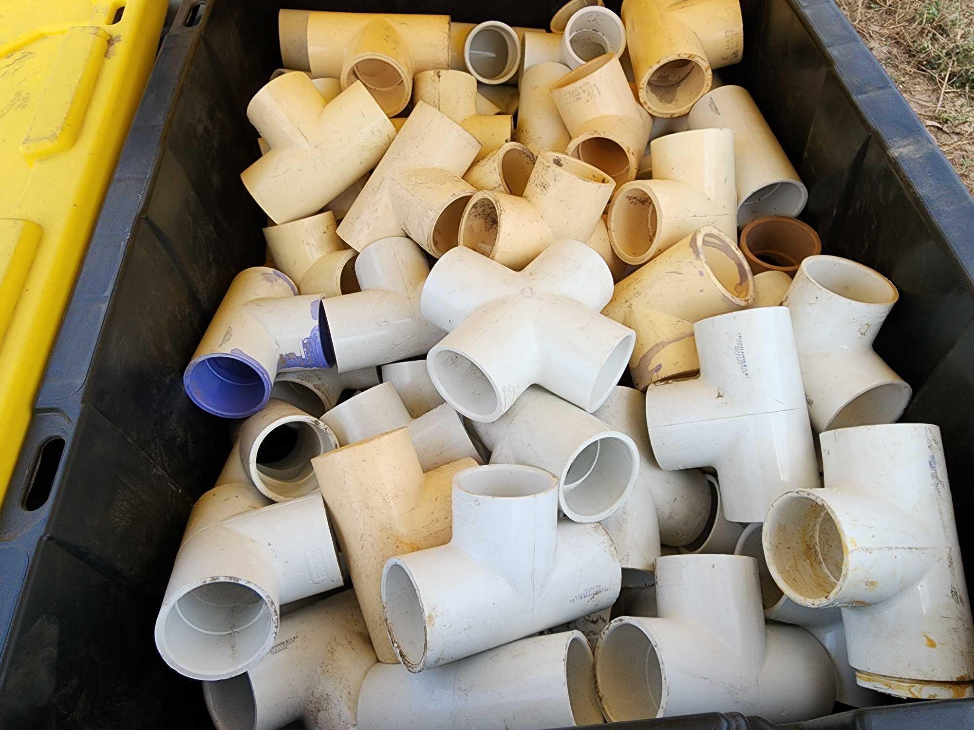 (5) Bins of Assorted PVC Pipe Fittings