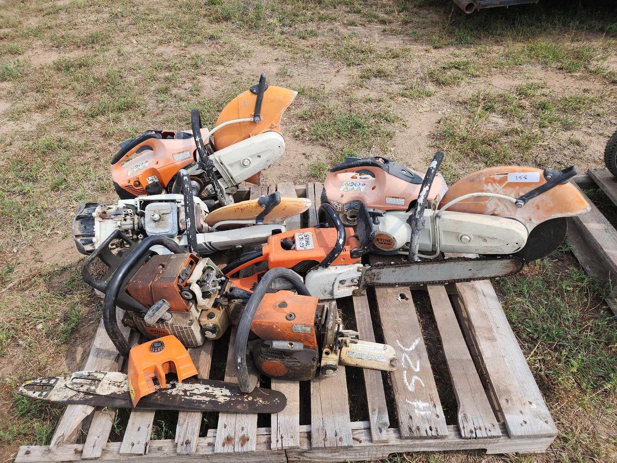 Pallet of STIHL Concrete Saws and Chainsaws