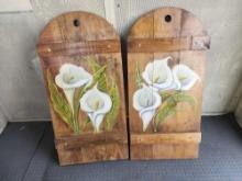 Wood Panel Lily Painting Decor