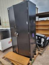 (2) Rolling Chairs, (1) Metal Storage Cabinet, Misc.